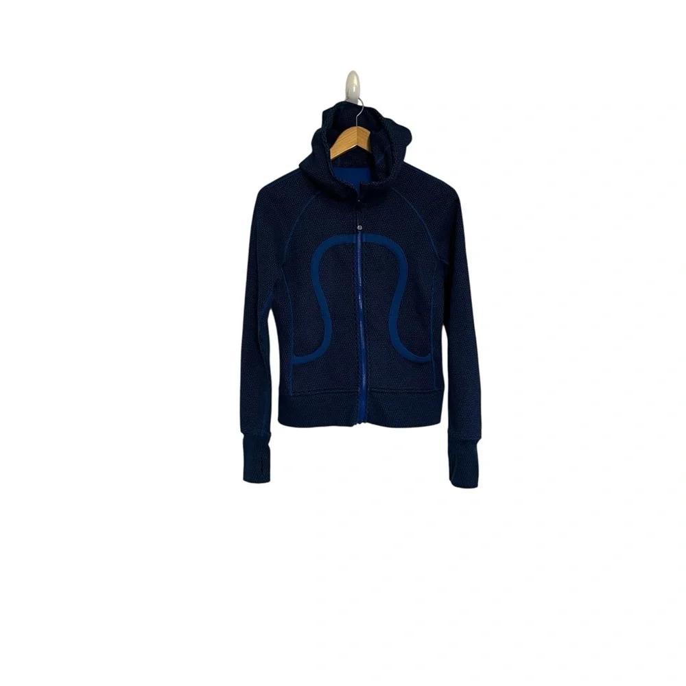 Lululemon Scuba Hoodie Double Diamond Baroque Blue Size 6 Preloved Condition